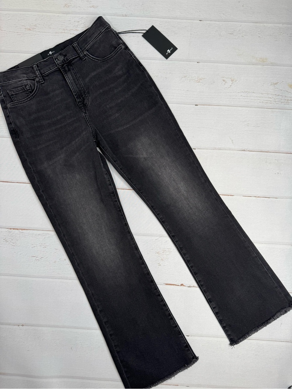 NWT 7 For All Mankind HW Slim Kick Jeans Reston Black Size 28